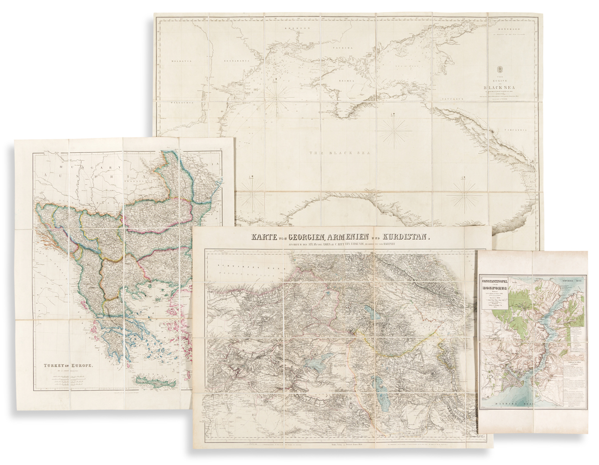 (BALKANS / TURKEY / CAUCASUS.) Group of 5 uniformly prepared 19th-century regional case maps.